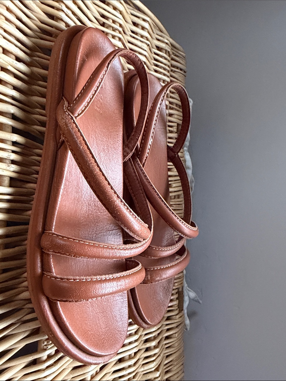 OluKai Women's Tan Leather Strappy Slingback Sandals - Picture 4 of 4